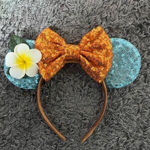 Sequin Mouse Ears Headband with Bow and Flower